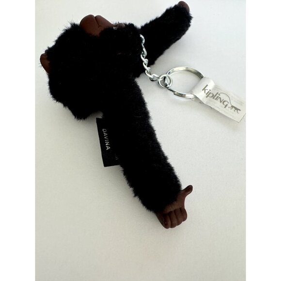 DESIGNER Kipling Monkey DAVINA Key Chain Fob BLACK Fur Collectible Bag Charm - Picture 7 of 8